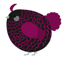 A sable and wine chicken with a lace pattern