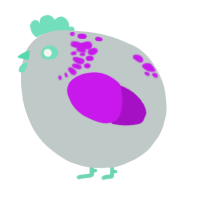 A silver and amethyst chicken with a neck-speckle pattern