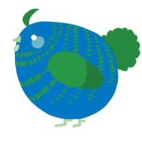 A sapphire and viridian chicken with a bar pattern