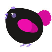 A sable and fuchsia chicken