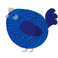 A ultramarine and navy chicken with a lace pattern