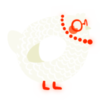 A white chicken with a lace pattern