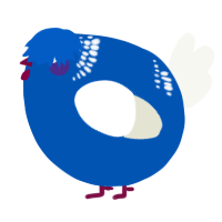 A ultramarine and white chicken with a neck-band pattern