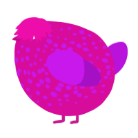 A fuchsia and amethyst chicken with a speckle pattern