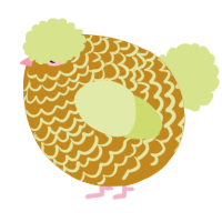 A ochre and lemon chicken with a lace pattern