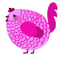 A lavender and fuchsia chicken with a lace pattern