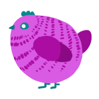 A orchid and plum chicken with a bar pattern