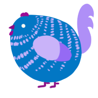 A sapphire and lilac chicken with a bar pattern