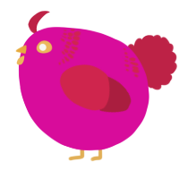 A fuchsia and crimson chicken with a neck-band pattern