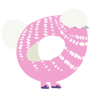 A pink and white chicken with a bar pattern