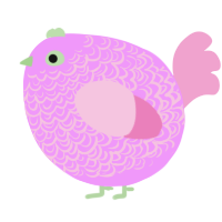 A lavender and pink chicken with a double-lace pattern