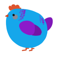 A sky and violet chicken with a neck-band pattern