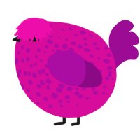 A fuchsia and plum chicken with a speckle pattern