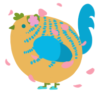 A honey and cerulean chicken with a half-bar pattern