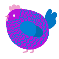 A amethyst and sapphire chicken with a lace pattern