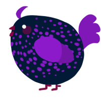A tumblr and violet chicken with a speckle pattern