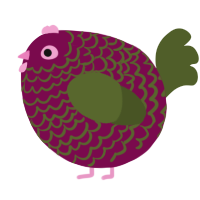 A wine and olive chicken with a lace pattern