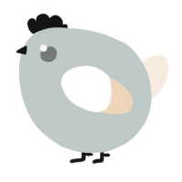 A silver and cream chicken