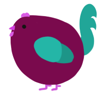 A wine and turquoise chicken
