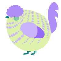 A apple and lilac chicken with a bar pattern