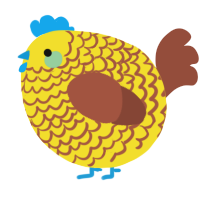 A yellow and russet chicken with a lace pattern