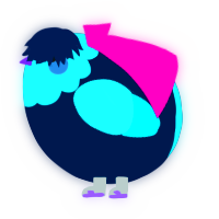A tumblr and aqua chicken with a head pattern