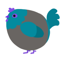A grey and sea chicken with a head pattern