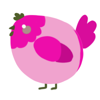 A pink and fuchsia chicken with a head pattern