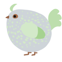 A mist and gluppy chicken with a speckle pattern