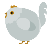 A silver chicken with a head pattern