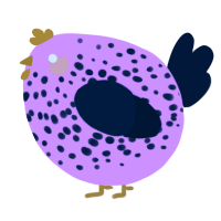A lavender and tumblr chicken with a speckle pattern