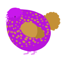 A amethyst and gold chicken with a speckle pattern