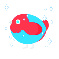 A cerulean and crimson chicken with a head pattern