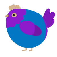 A sapphire and violet chicken with a head pattern