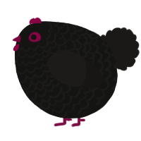 A black and sable chicken with a lace pattern