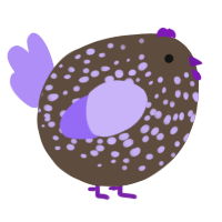 A bark and lilac chicken with a speckle pattern