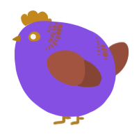 A blurple and russet chicken with a neck-band pattern