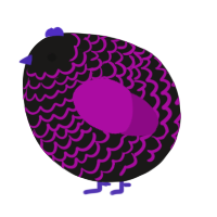 A sable and plum chicken with a lace pattern