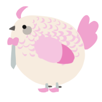 A cream and pink chicken with a half-lace pattern