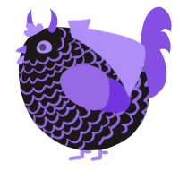 A sable and blurple chicken with a lace pattern