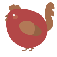 A red and brown chicken