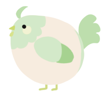 A cream and gluppy chicken with a head pattern