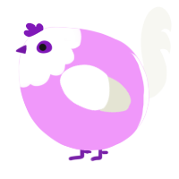 A lavender and white chicken with a head pattern