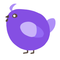 A blurple and lilac chicken