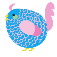 A sky and pink chicken with a lace pattern