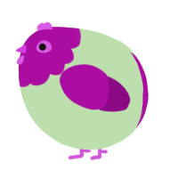 A gluppy and plum chicken with a head pattern