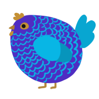A indigo and cerulean chicken with a lace pattern