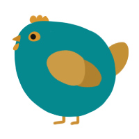 A teal and gold chicken