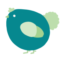 A teal and gluppy chicken