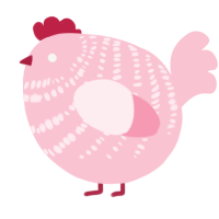 A rose chicken with a bar pattern